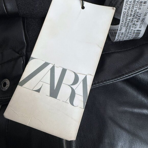 ZARA Faux Leather Black Pants XXL Womens Slim Ankle Modern Moto  NWT - Picture 8 of 12